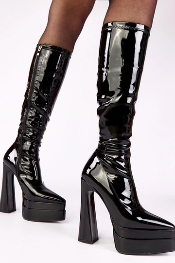 Bottines noires à talon verni avec plateforme Jemina 2