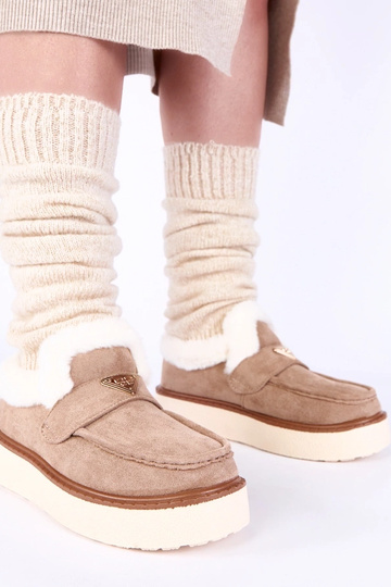Mocassins sable chauds avec fourrure Loafy