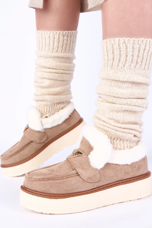 Mocassins sable chauds avec fourrure...