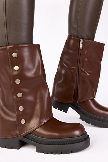 Bottines chocolat avec tige repliée à plateforme Carla 2