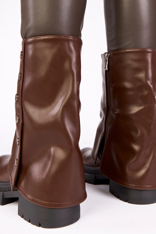 Bottines chocolat avec tige repliée à...