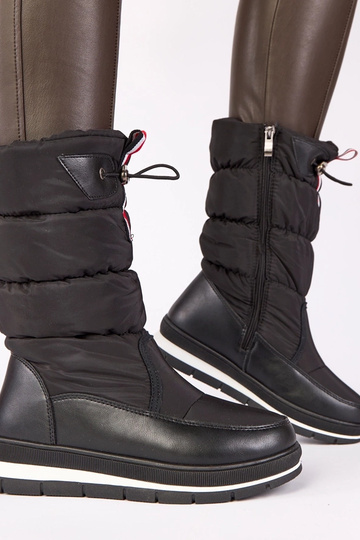 Bottes à neige noires à petit talon avec bande élastique Sophie 2