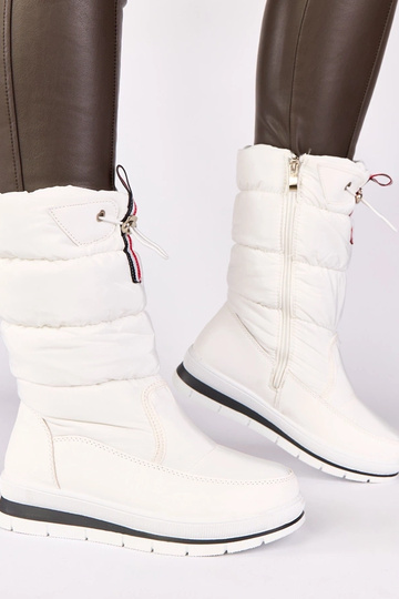 Bottes à neige blanches à petit talon avec bande élastique Sophie 2