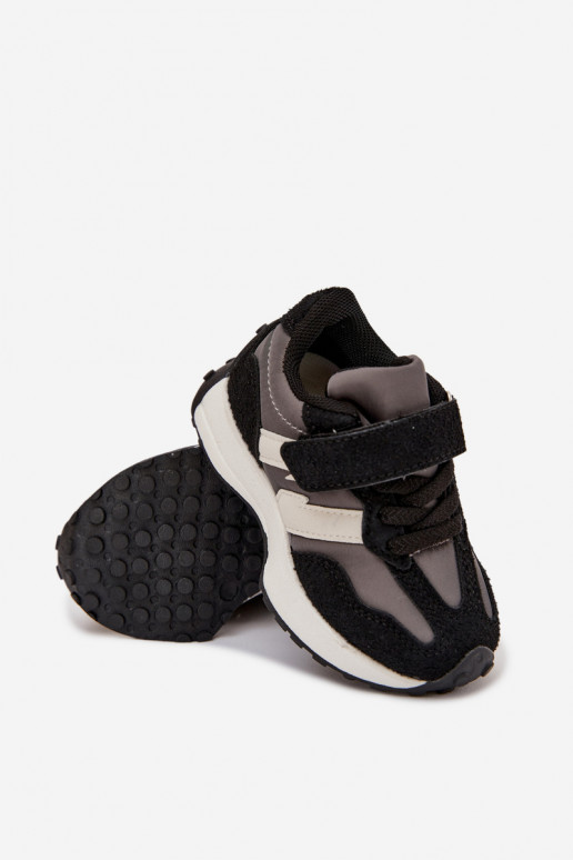 chaussures Baskets pour enfants avec attaches adhésives couleur noire Miranda