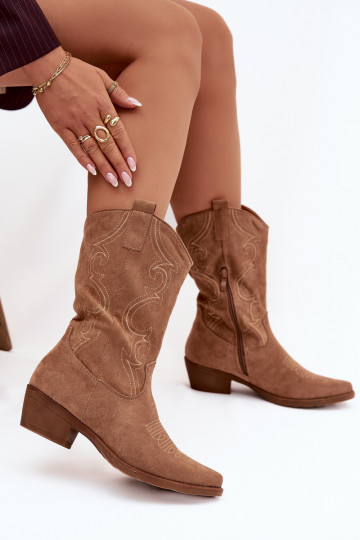 Bottes de coÀboy pour femmes avec des talons réchauffer beige Lovelle