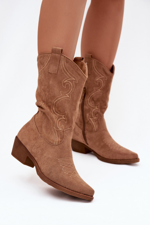 Bottes de coÀboy pour femmes avec des talons réchauffer beige Lovelle