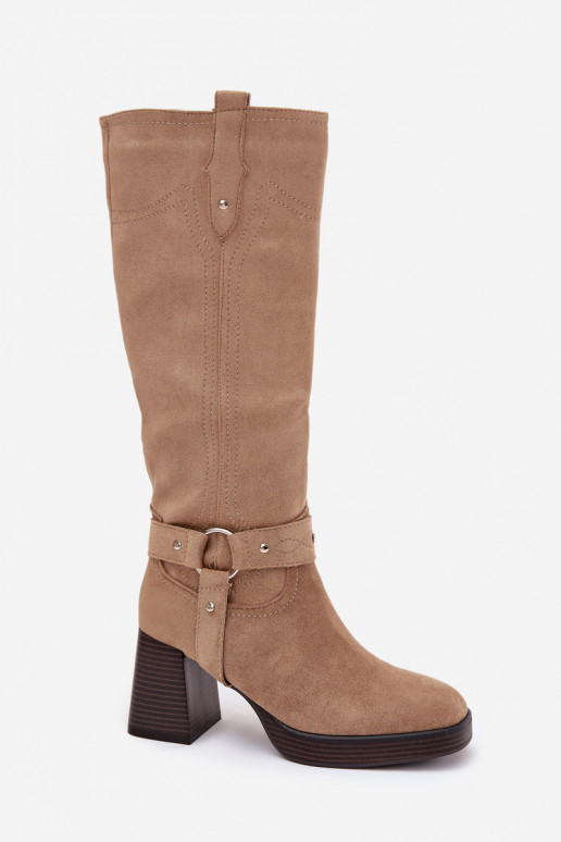réchauffer bottes pour femmes avec des talonsPrzeszyciami beige Alessara