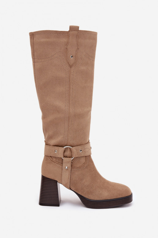 réchauffer bottes pour femmes avec des talonsPrzeszyciami beige Alessara