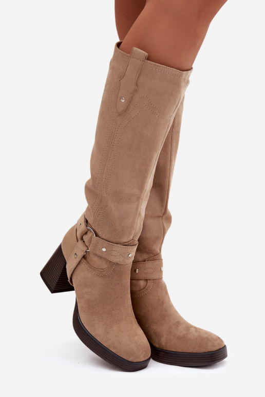 réchauffer bottes pour femmes avec des talonsPrzeszyciami beige Alessara
