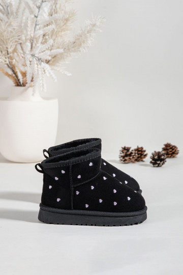 Bottes de neige pour enfants avec cœurs, couleur noire Gracina