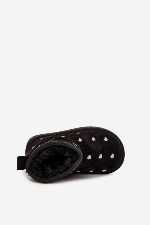 Bottes de neige pour enfants avec cœurs, couleur noire Gracina
