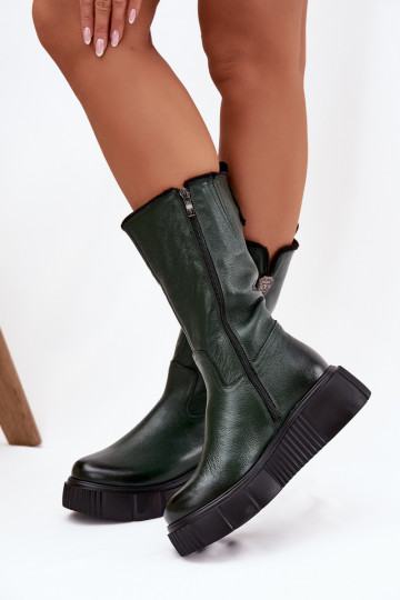 Zazoo 70121 Peau Féminin bottes Avec Vilna couleur verte