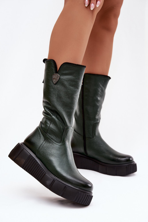Zazoo 70121 Peau Féminin bottes Avec Vilna couleur verte