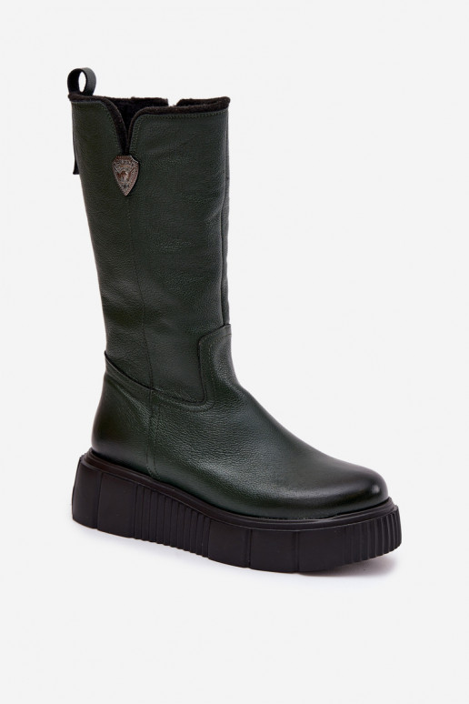 Zazoo 70121 Peau Féminin bottes Avec Vilna couleur verte