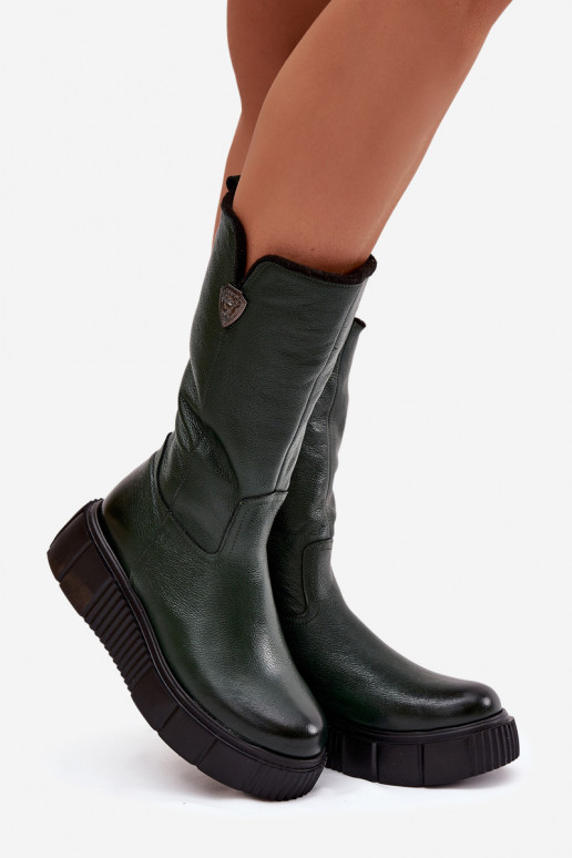 Zazoo 70121 Peau Féminin bottes Avec Vilna couleur verte