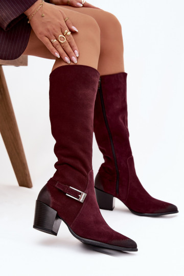 Peau en daim bottes avec des talons avec boucles réchauffer Zazoo 70156 Bourgogne