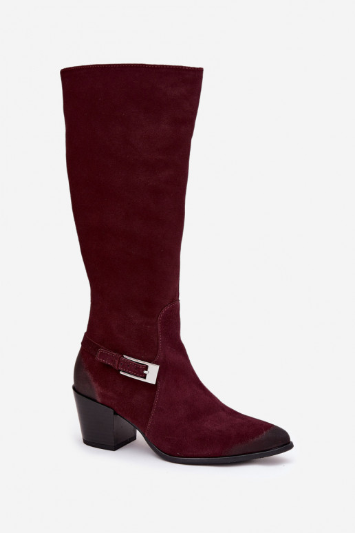 Peau en daim bottes avec des talons avec boucles réchauffer Zazoo 70156 Bourgogne