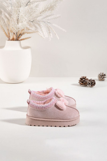 Bottes de neige pour enfants avec broderie et ruban, couleur rose Daven