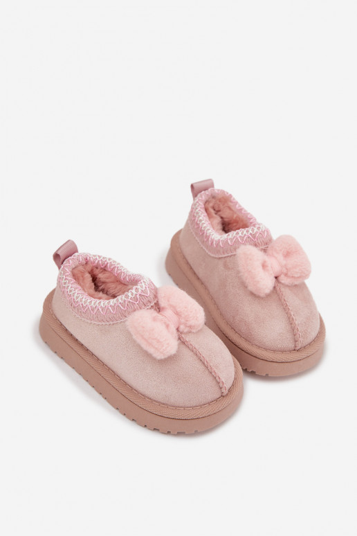 Bottes de neige pour enfants avec broderie et ruban, couleur rose Daven