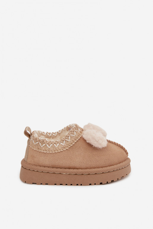 Bottes de neige pour enfants avec broderie et ruban, couleur sable Daven