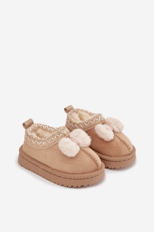 Bottes de neige pour enfants avec broderie et ruban, couleur sable Daven