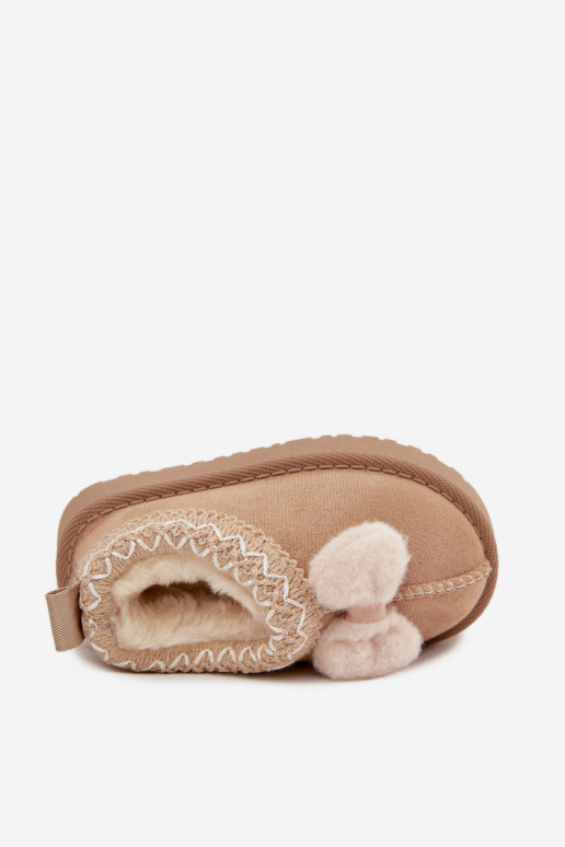 Bottes de neige pour enfants avec broderie et ruban, couleur sable Daven