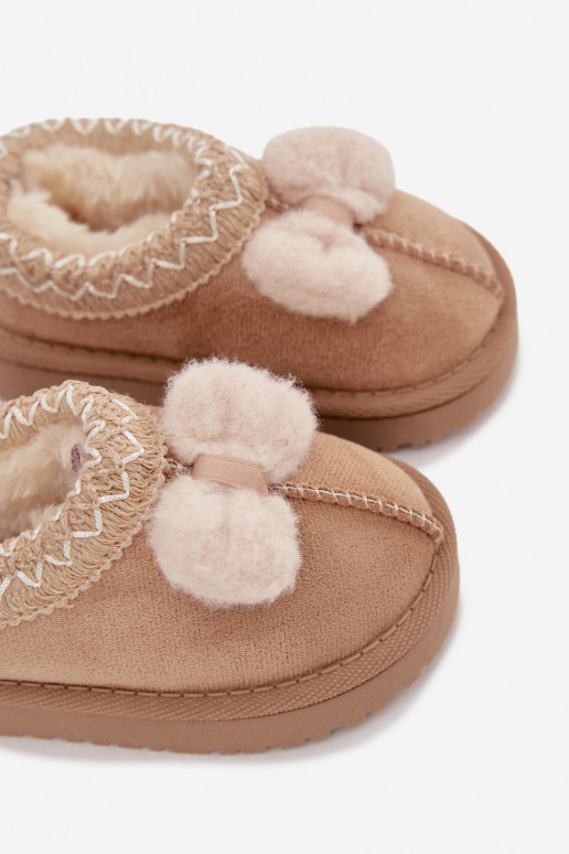 Bottes de neige pour enfants avec broderie et ruban, couleur sable Daven