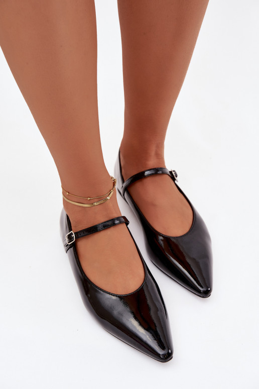 Ballerines laquées avec des sangles couleur noire Jarelle
