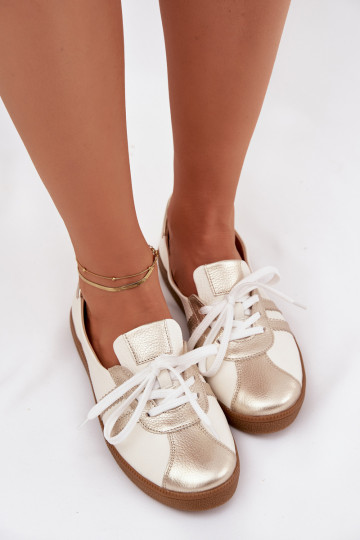 Peau chaussures Féminin Typu Barefoot Zazoo N1341 Blanc-couleur dorée