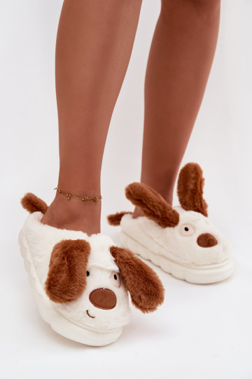 avec un manteau de fourrure Chaussons Féminin Chiots marron Faylen 2
