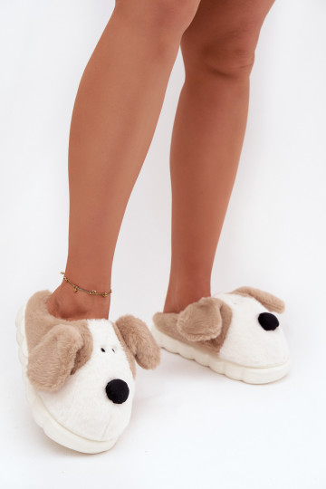 avec un manteau de fourrure Chaussons Féminin Chiots beige Faylen 2