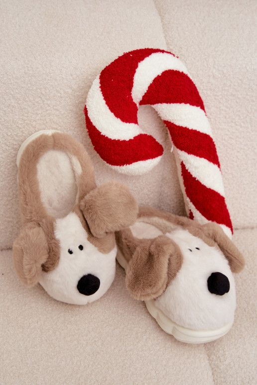 avec un manteau de fourrure Chaussons Féminin Chiots beige Faylen