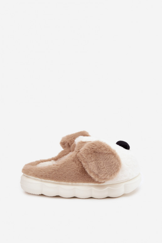 avec un manteau de fourrure Chaussons Féminin Chiots beige Faylen
