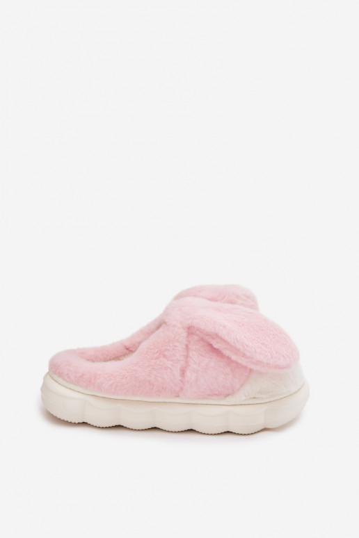 avec un manteau de fourrure Chaussons Féminin Lapins couleur rose Faylen