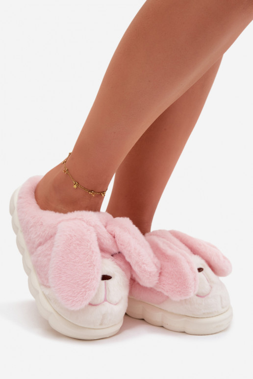 avec un manteau de fourrure Chaussons Féminin Lapins couleur rose Faylen