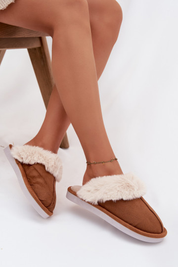 Claquettes marron pour femmes avec fourrure Carisse