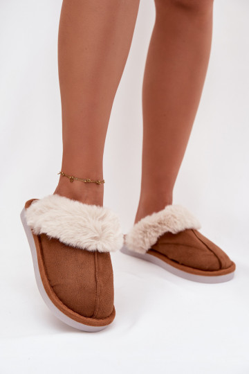 Claquettes marron pour femmes avec fourrure Carisse 2