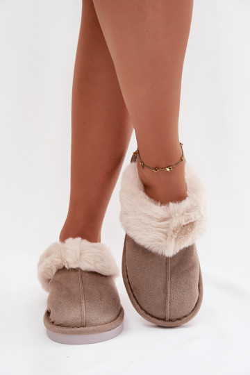 Claquettes kaki pour femmes avec fourrure Carisse 2