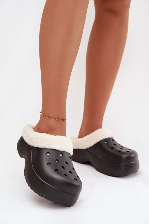 Pantoufles légères Pantoufles pour femmes réchauffer avec de la fourrure à l intérieur couleur noire Palvine