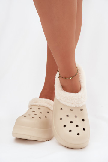 Pantoufles légères Pantoufles pour femmes réchauffer avec de la fourrure à l intérieur beige Palvine 2