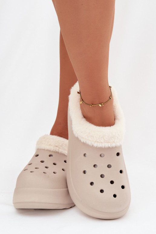 Pantoufles légères Pantoufles pour femmes réchauffer avec de la fourrure à l intérieur couleur kaki Palvine