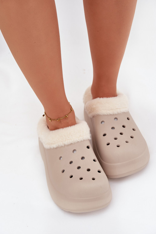 Pantoufles légères Pantoufles pour femmes réchauffer avec de la fourrure à l intérieur couleur kaki Palvine