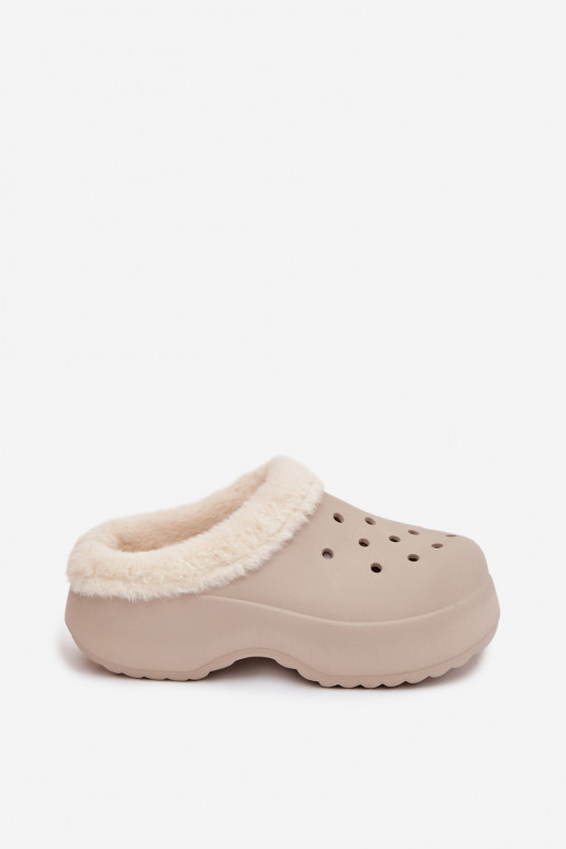 Pantoufles légères Pantoufles pour femmes réchauffer avec de la fourrure à l intérieur couleur kaki Palvine