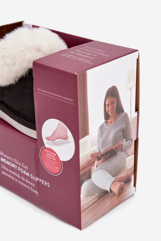 Chaussons Féminin avec un manteau de fourrure couleur noire Zanelia