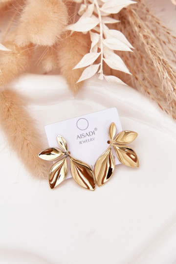 Grand avec des détails élégantsi Féminin Listki couleur dorée