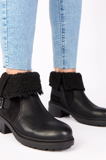 Bottines noires à talons avec tige repliable „Olga"