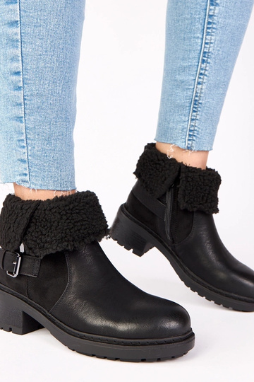 Bottines noires à talons avec tige repliable „Olga" 2
