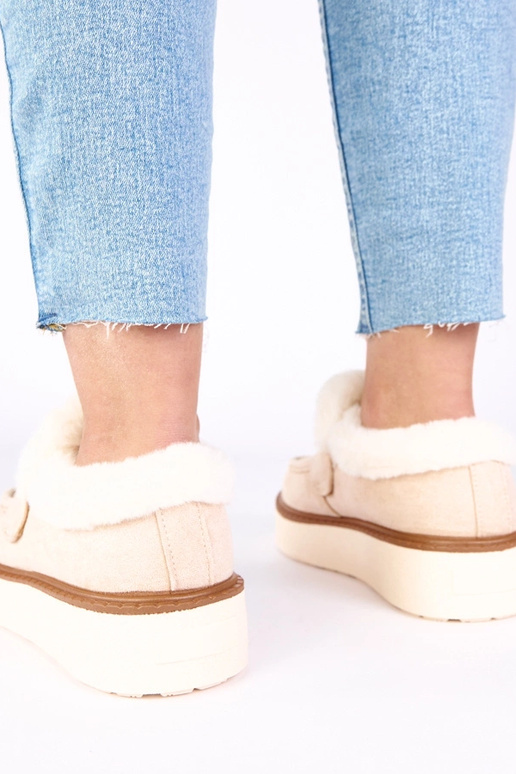 Mocassins beiges clairs, doublés en...