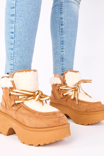 Bottes de neige marron avec...