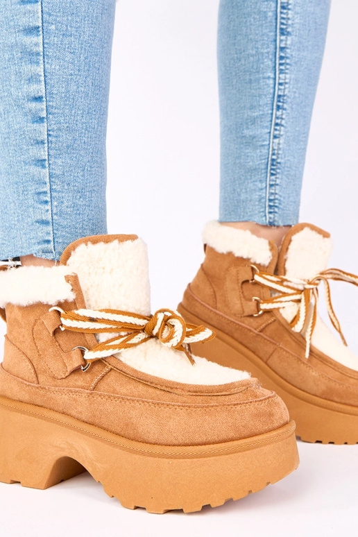 Bottes de neige marron avec fausse...